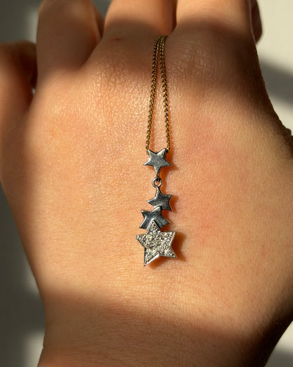 Vintage celestial motif diamond star charm pendant