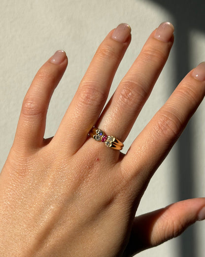 Vintage 18k Gold Diamond and Ruby Butterfly Ring