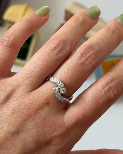 Vintage Platinum Bezel Set Diamond Bypass Ring