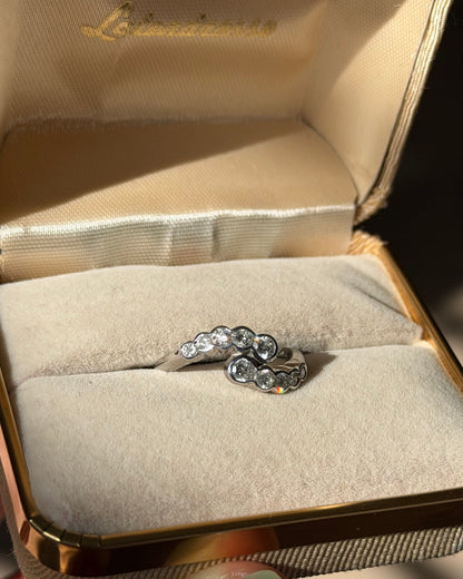 Vintage Platinum Bezel Set Diamond Bypass Ring