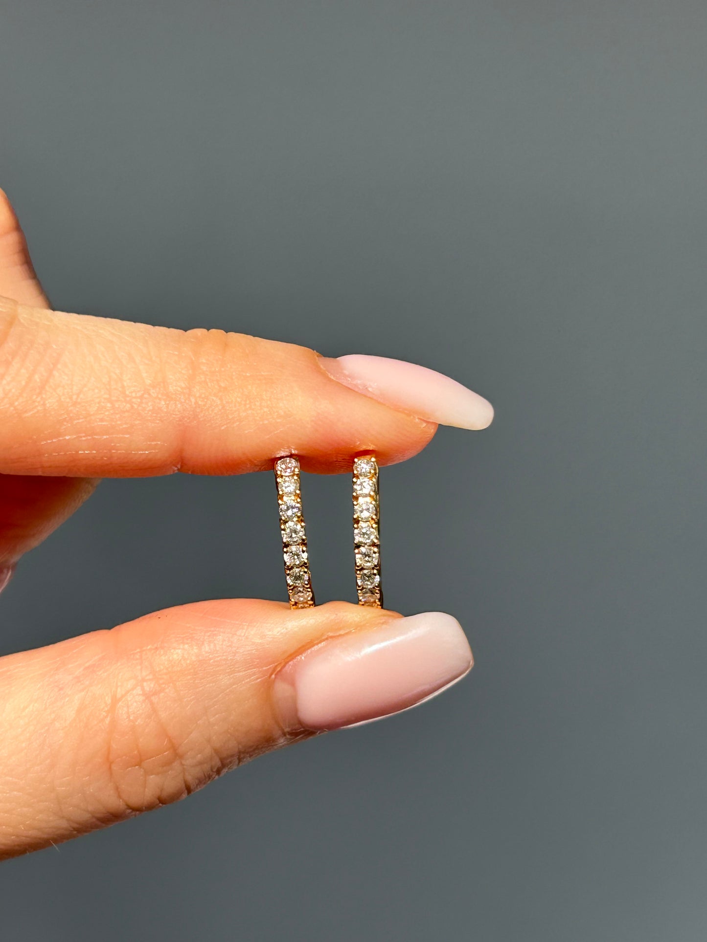 gold diamond huggies hoops earrings