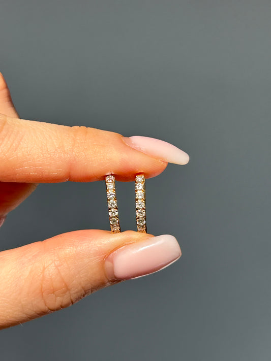 gold diamond huggies hoops earrings
