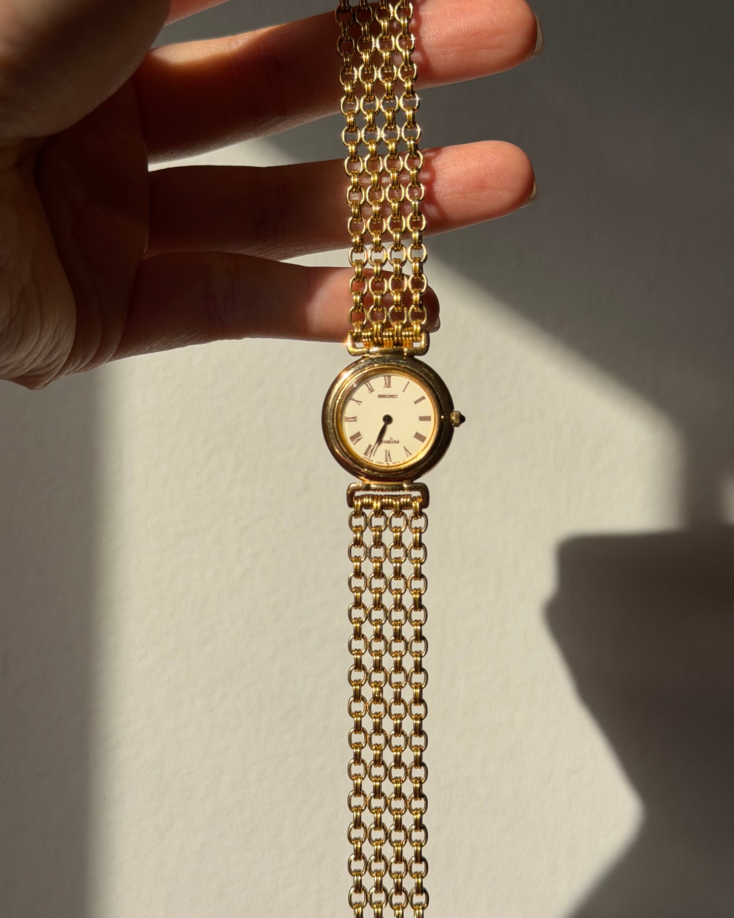 Vintage Circa 1997 Gold Plated Seiko Exceline Round Case Mesh Bracelet Watch