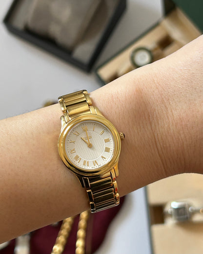 Vintage Gold Plated Fendi Round Face Watch - With Box
