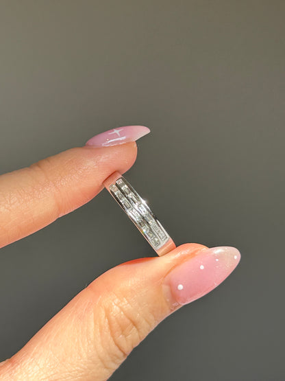 vintage white gold baguette cut diamond channel set ring