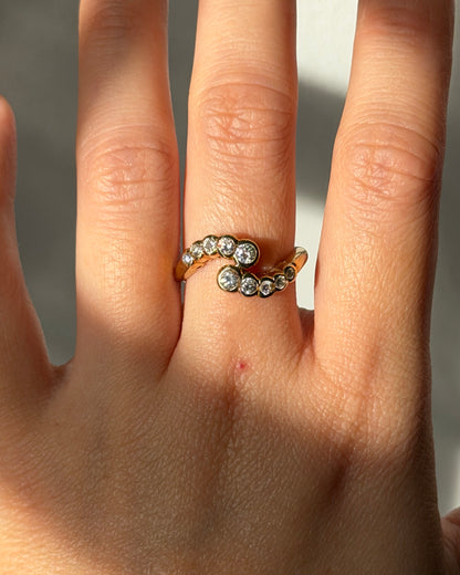 Vintage 18k Gold Bezel Set Diamond Bypass Ring