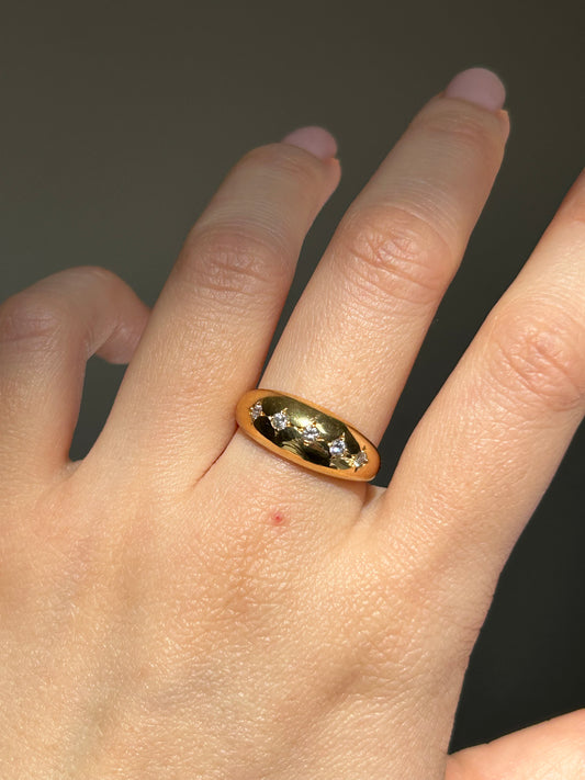 Vintage 18k Diamond Starburst Dome Ring