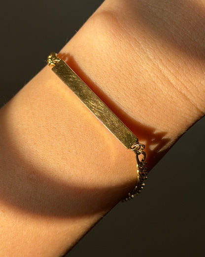 Vintage 18k Italian Gold Name Plate Figaro Link Bracelet