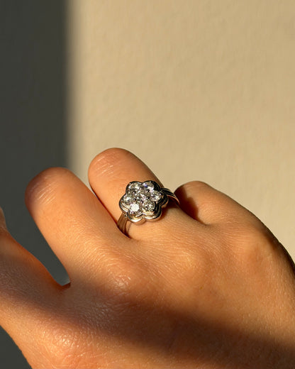 Vintage Platinum 1 CTW Diamond Flower Cluster Ring