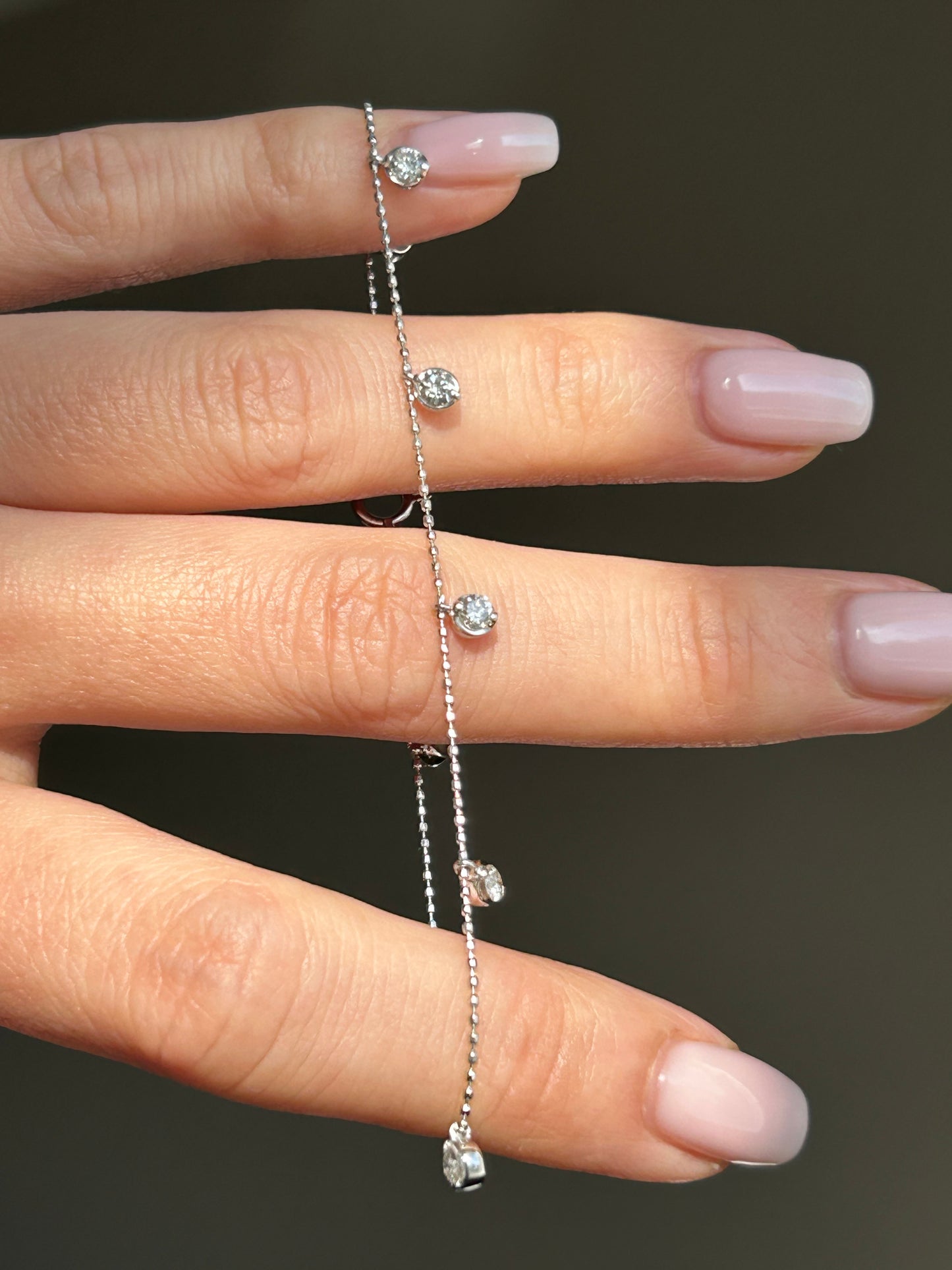 Vintage 18K White Gold Diamond By the Yard Station Bracelet