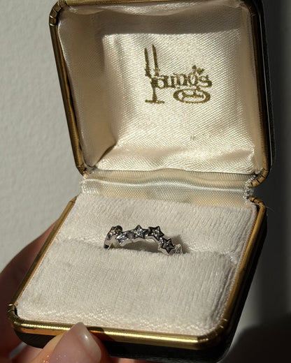 Modern Estate 18k White Gold Diamond Star Wavy Stacking Band