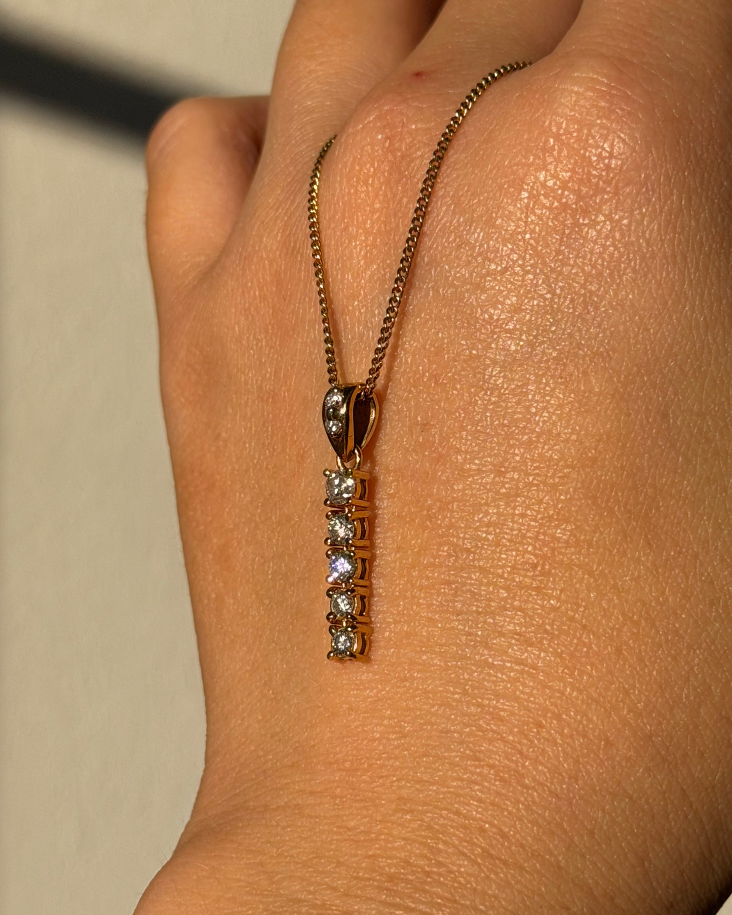 Vintage 18k Gold Diamond Bar Dangle Pendant