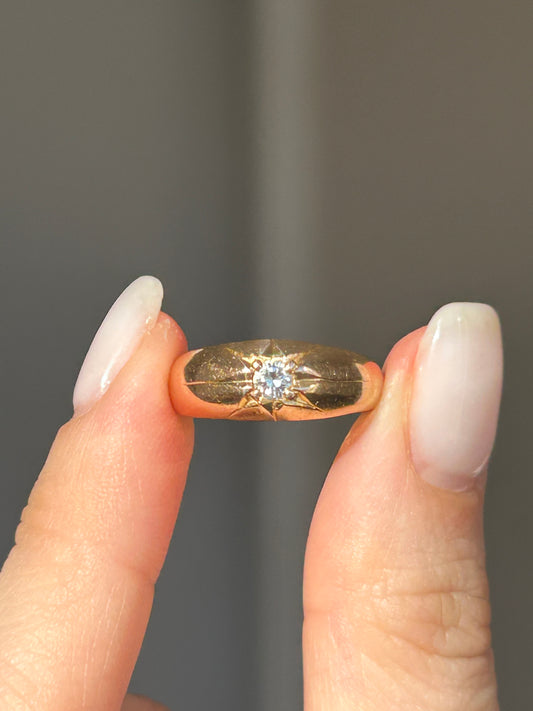 Vintage 18k Gold Mid Century 0.15 ct Diamond Starburst Ring
