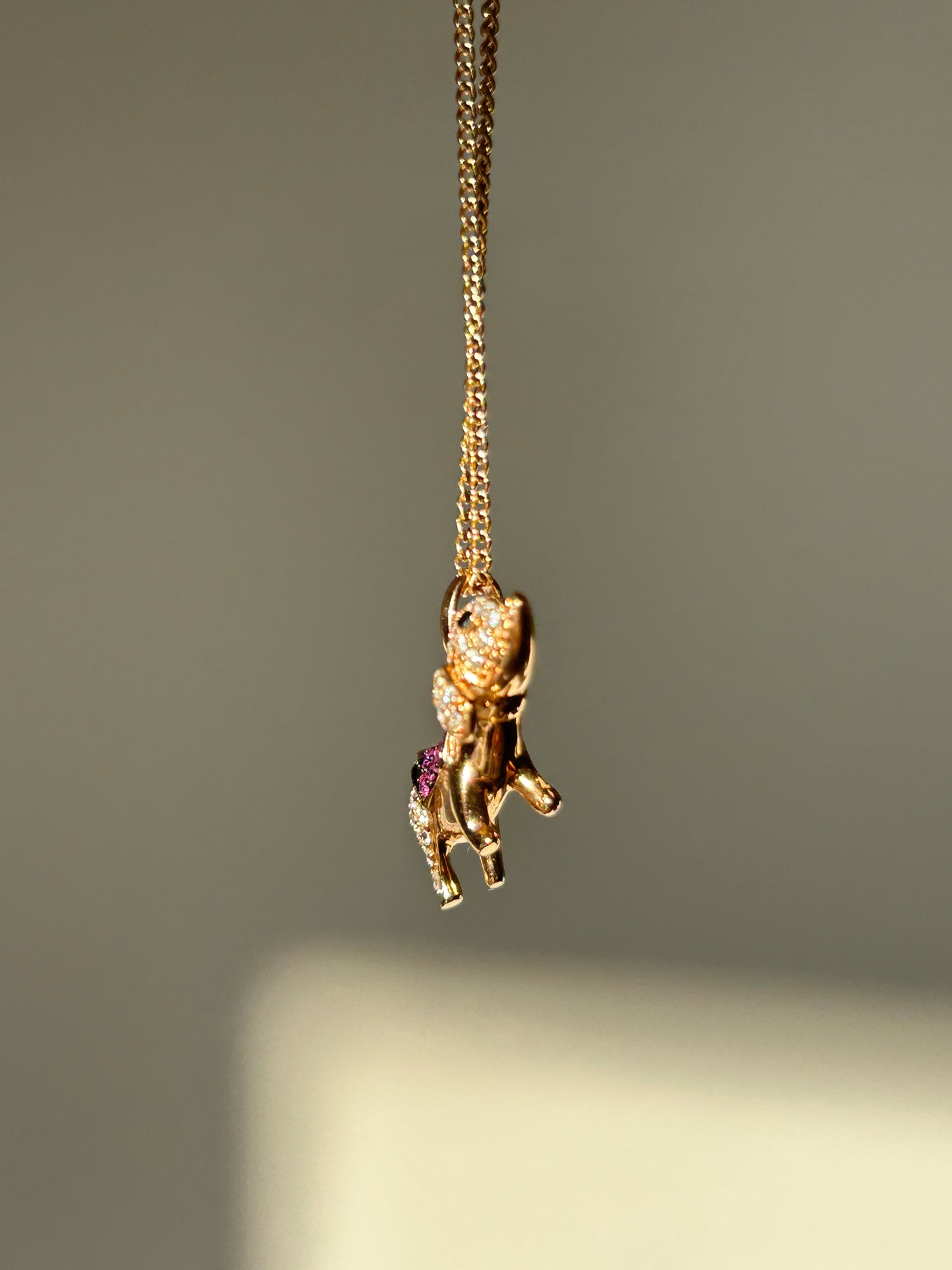 Vintage 18k Pink Gold Sausage Dog Pendant