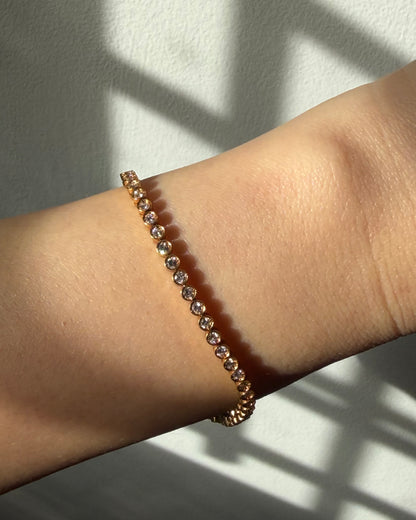 Vintage 18k Gold Bezel Set Diamond Tennis Bracelet - 1.51ctw