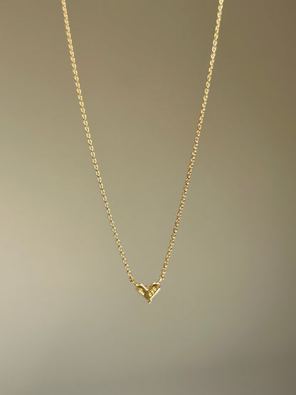 Modern 18k Gold Invisible Set Pink Sapphire Pixelated Heart Dainty Necklace