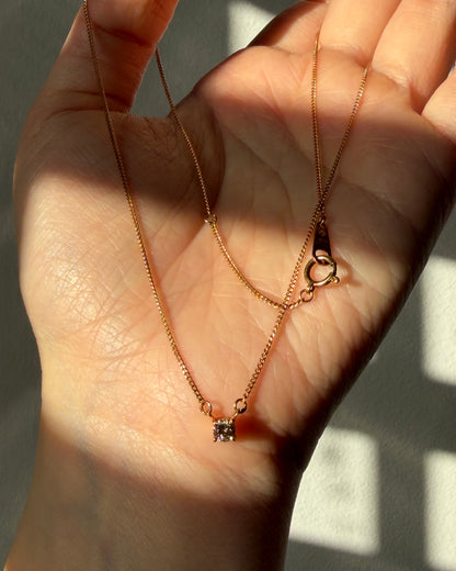 Vintage 18k Gold Chocolate Brown Diamond Solitaire Necklace