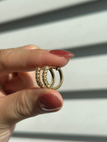 Vintage 18k Diamond Huggie Hoop Earrings