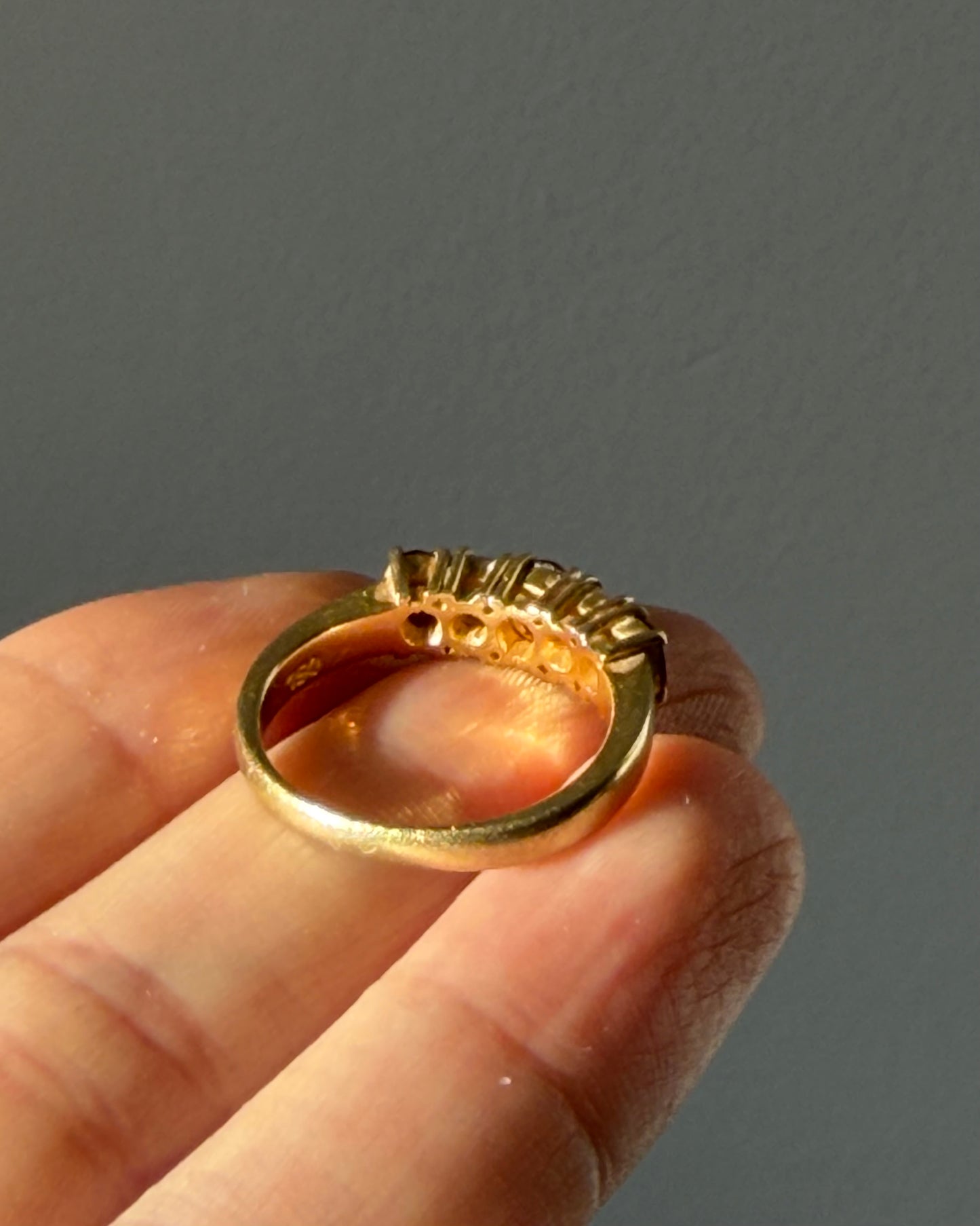 Vintage 18k Oval Ruby and Round Diamond Chunky Band Stackable Ring