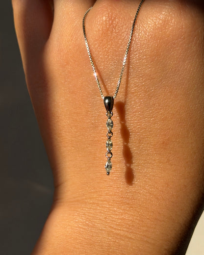 Vintage Platinum Champagne Marquise Cut Diamond Dangle Bar Drop Pendant
