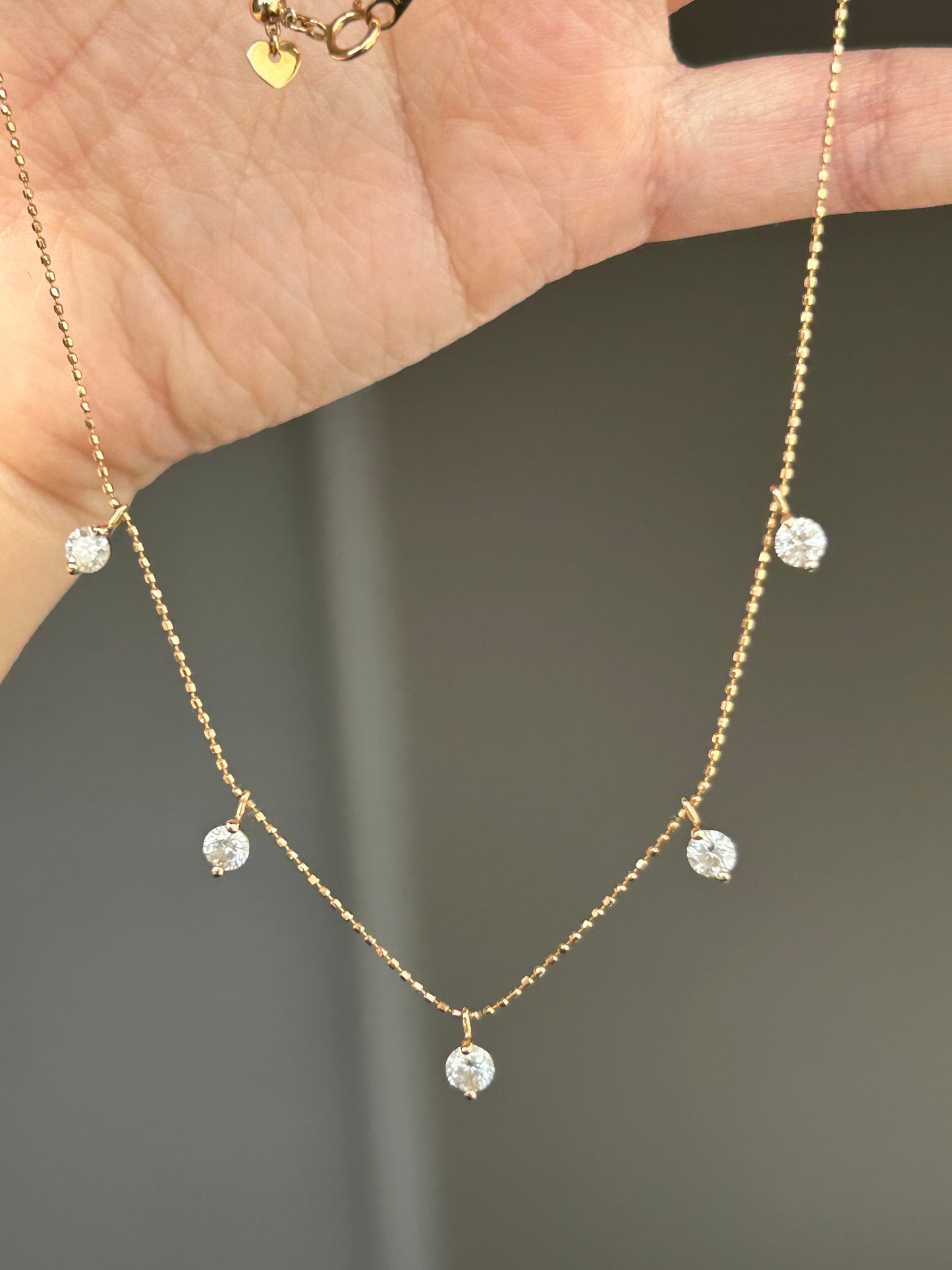 Vintage 18k Gold 1ct Diamond Station Necklace