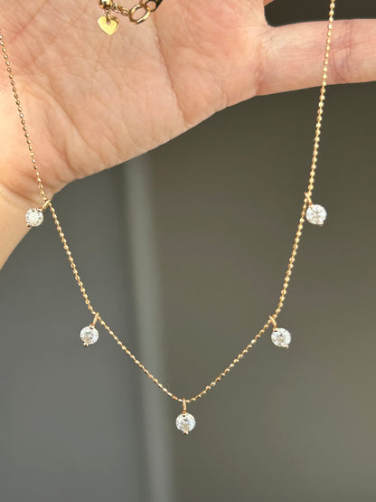 Vintage 18k Gold 1ct Diamond Station Necklace