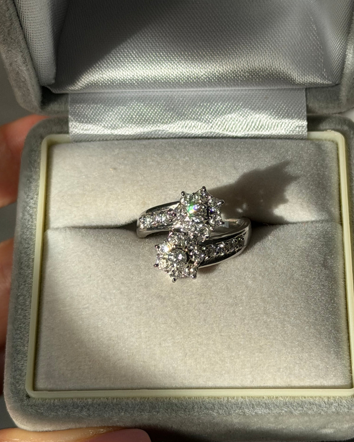 Vintage Platinum 1.0 CTW Diamond Flower Bypass Ring