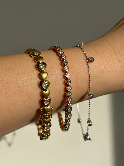 Vintage 18K White Gold Diamond By the Yard Station Bracelet