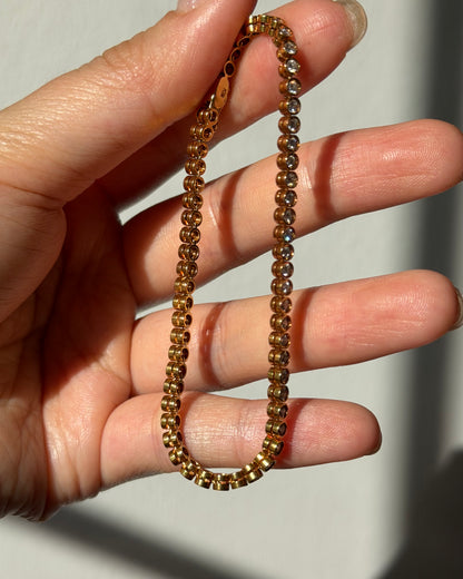 Vintage 18k Gold Bezel Set Diamond Tennis Bracelet - 1.51ctw