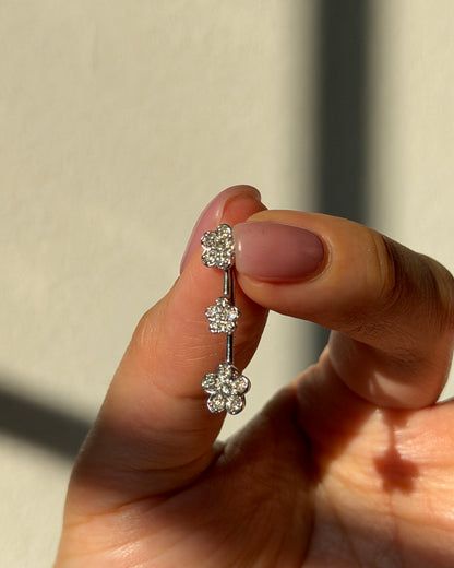 Vintage 18k WG Diamond Flower Bar Swinging Pendant