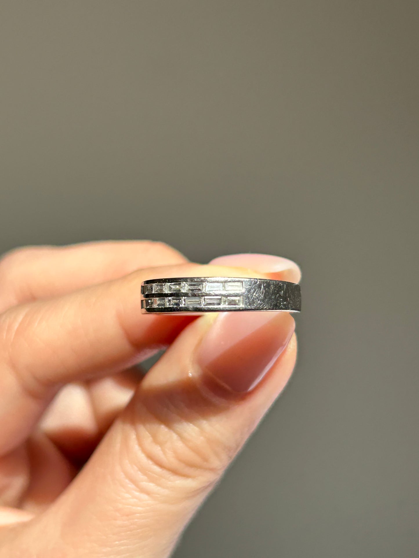 Vintage 18k WG Channel Set East-West Baguette Diamond Ring