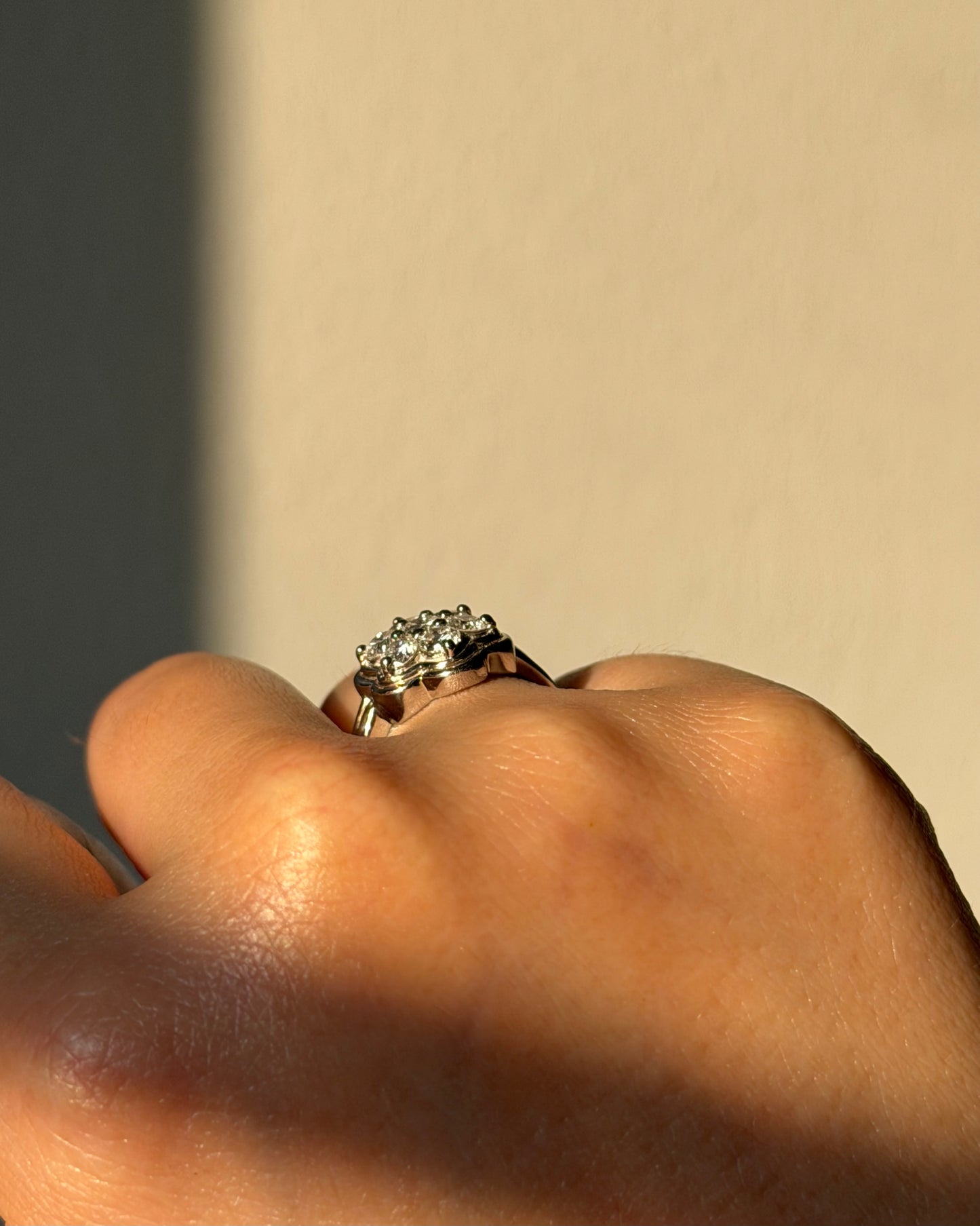 Vintage Platinum 1 CTW Diamond Flower Cluster Ring