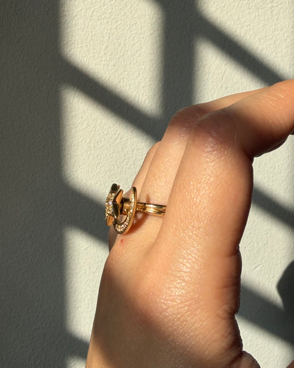 Vintage 18k Gold Diamond Moon and Star Celestial Spinner Ring
