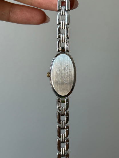 Vintage Y2K Seiko Stainless Steel Two-toned Oval Watch