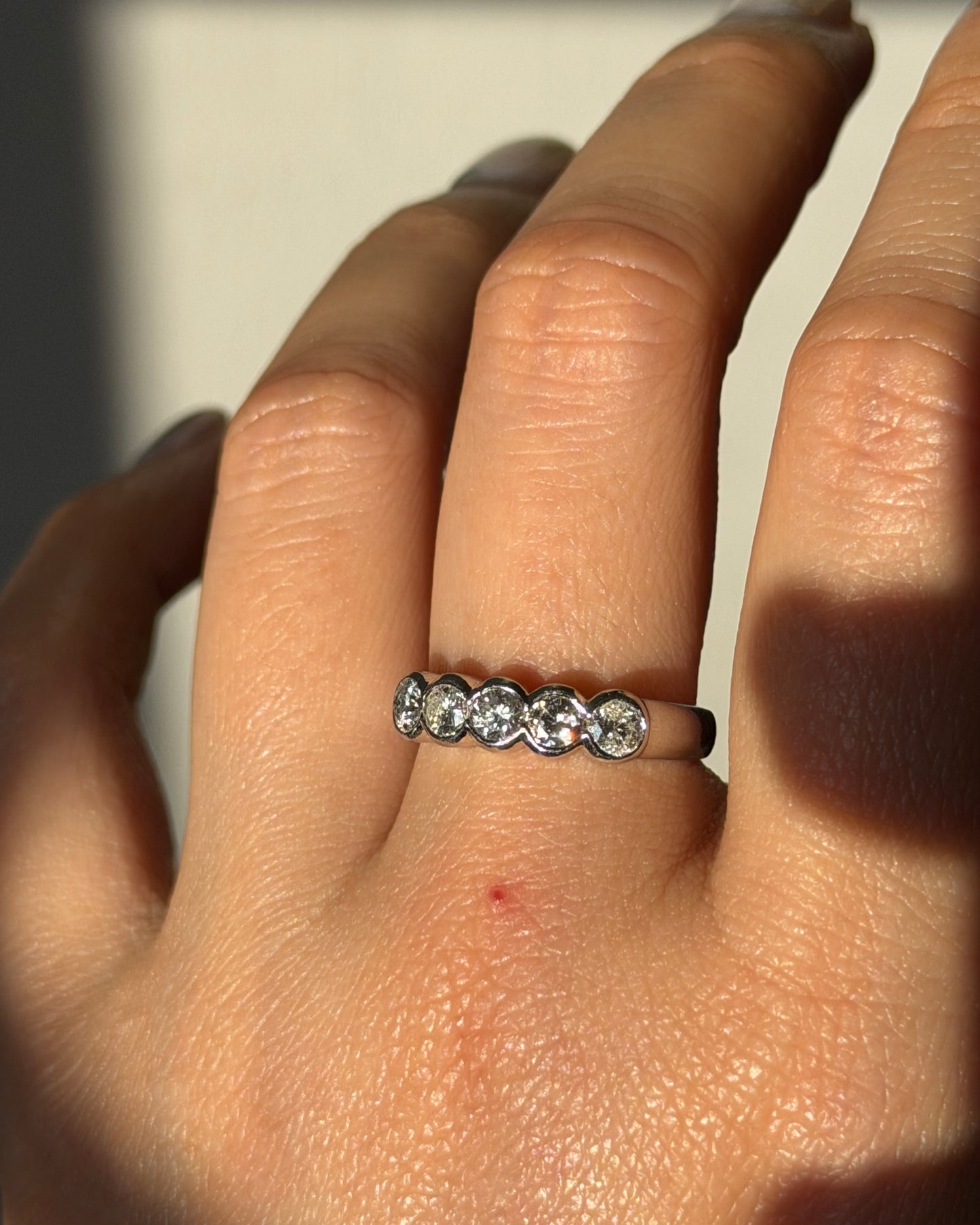 Vintage Platinum 0.71 CTW Bezel Set Five-Stone Diamond Band