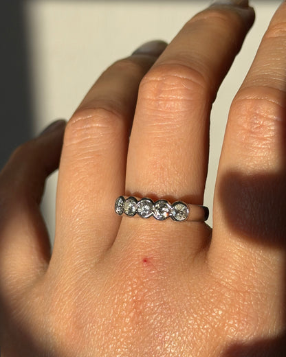 Vintage Platinum 0.71 CTW Bezel Set Five-Stone Diamond Band