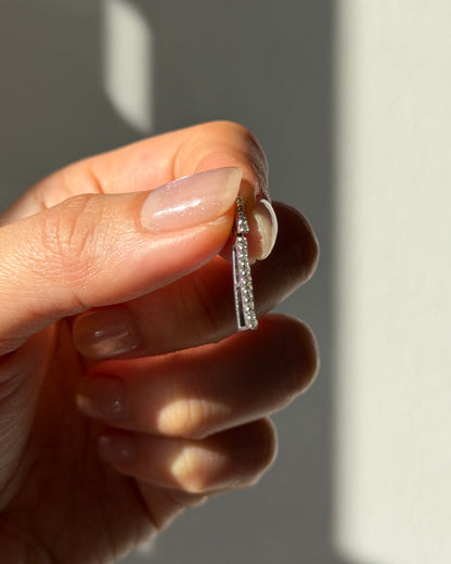 Vintage 18k White Gold Dangle Diamond Bar Pendant