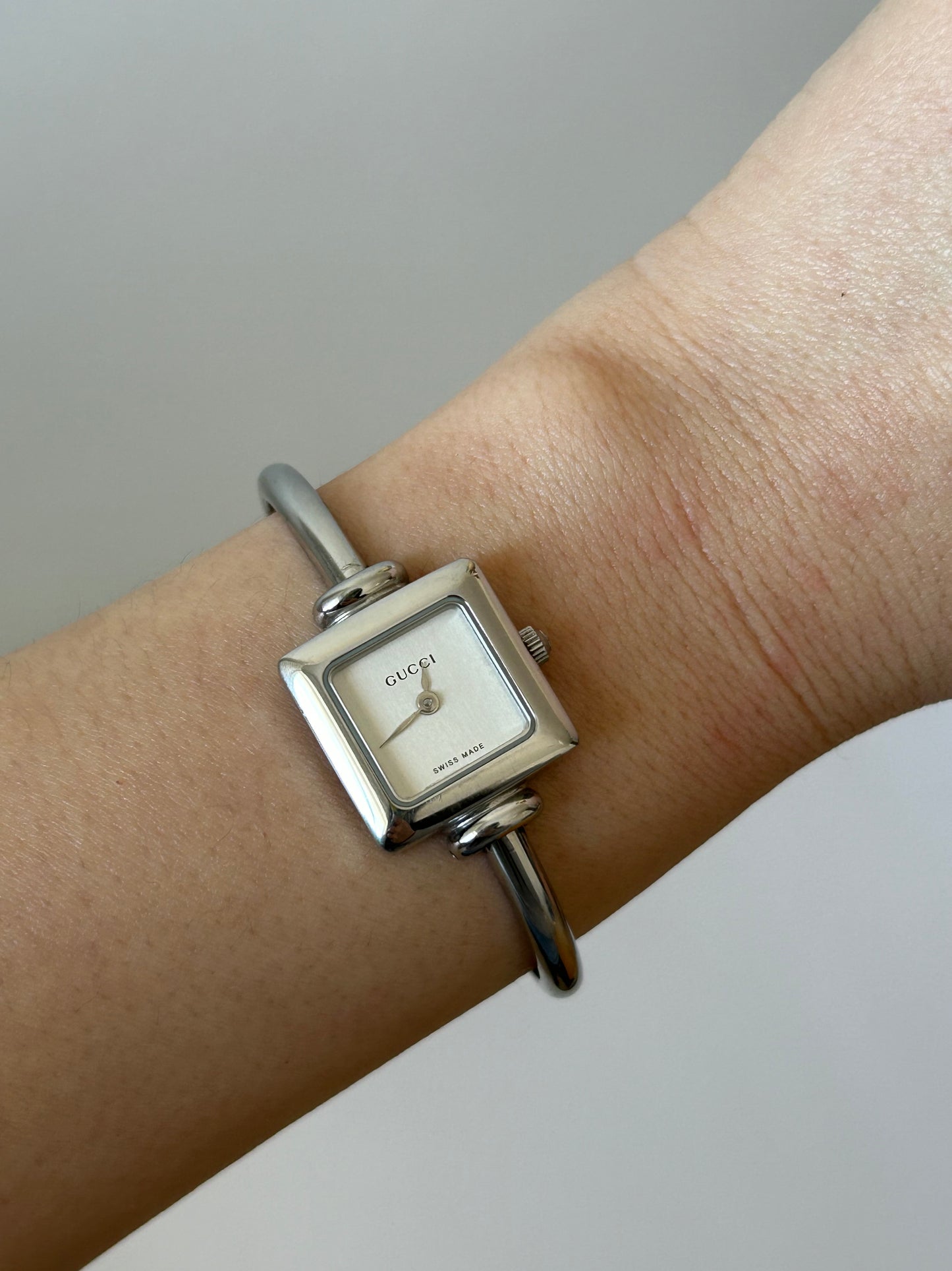 Vintage Y2K Gucci Stainless Steel Square Dial Watch