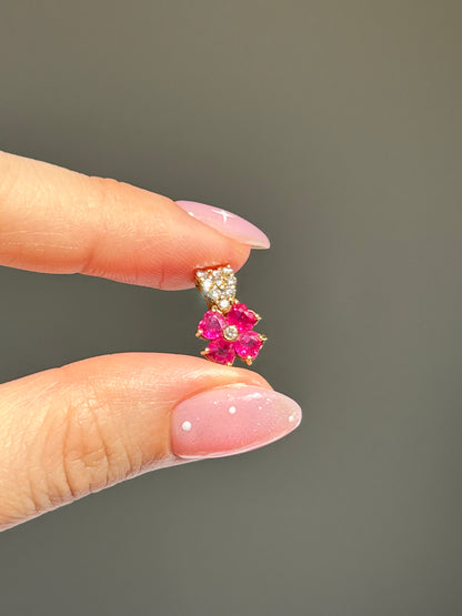 vintage ruby clover flower pendant