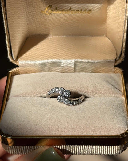 Vintage Platinum Bezel Set Diamond Bypass Ring