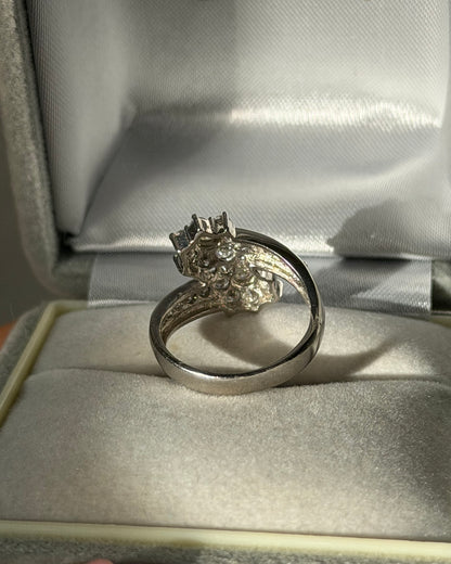 Vintage Platinum 1.0 CTW Diamond Flower Bypass Ring