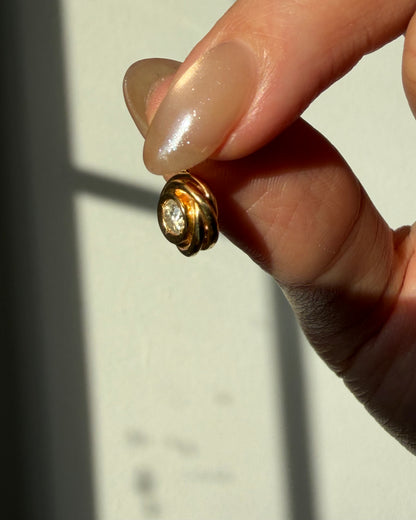 Vintage 18k Gold Very Light Yellow Diamond Tourbillon Pendant