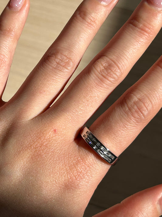 Vintage 18k WG Channel Set East-West Baguette Diamond Ring