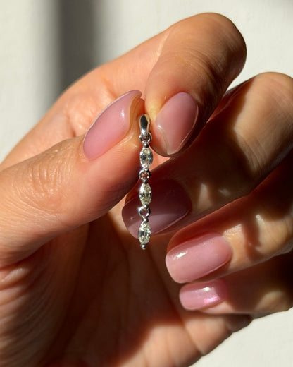 Vintage Platinum Champagne Marquise Cut Diamond Dangle Bar Drop Pendant