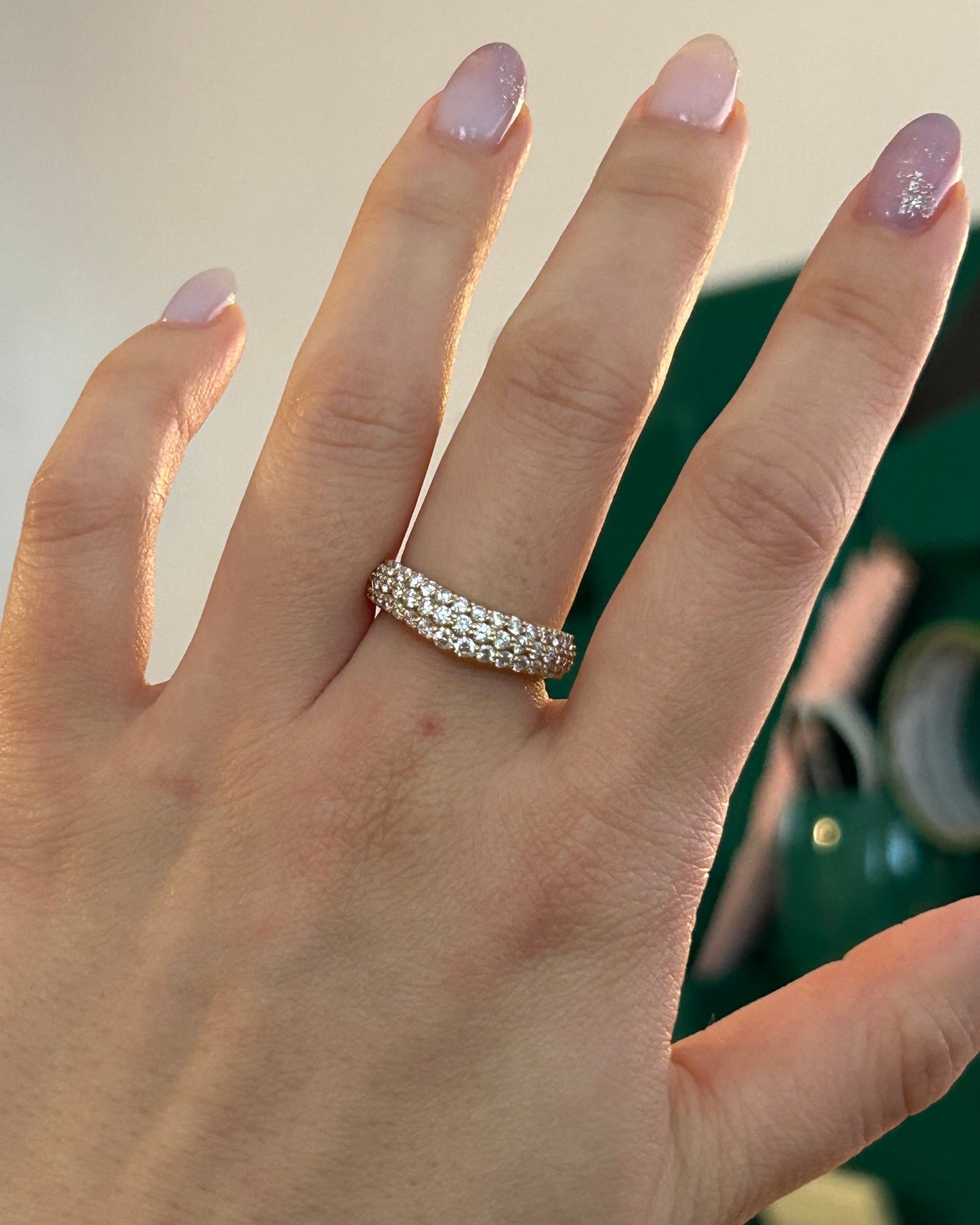 Vintage 18k Gold Diamond Pave Curved Dome Ring