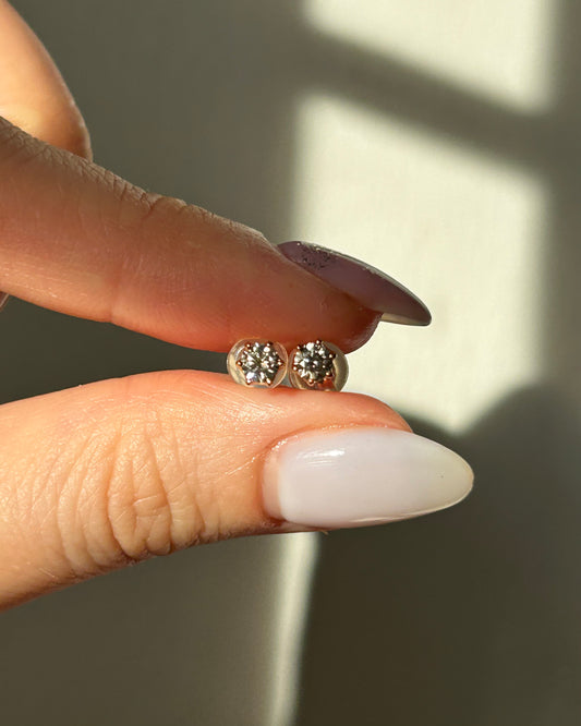 Vintage 10k Gold Warm Colored Diamond Studs Earrings - 0.13ct Each