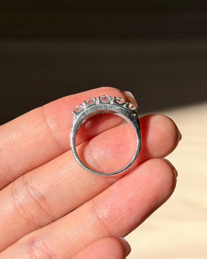 Vintage Platinum 1 CTW Five-Stone Diamond Band - Engraved Shoulder Details
