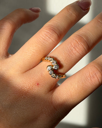 Vintage 18k Gold Bezel Set Diamond Bypass Ring