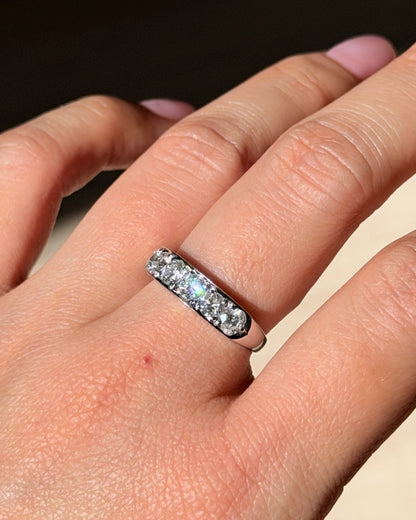 Vintage Platinum 1 CTW Six-Stone Flush Set Diamond Band