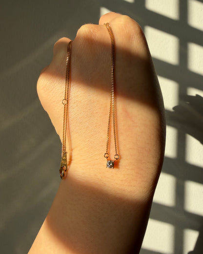 Vintage 18k Gold Chocolate Brown Diamond Solitaire Necklace